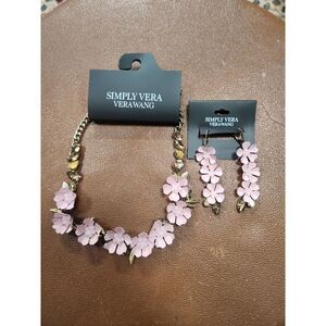 Simply Vera Wang 3D Pink Floral Statement Necklace & Earrings Set